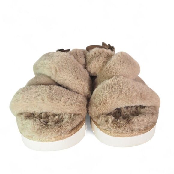 Koolaburra UGG Fuzz-ee Strappy Slipper Sandals 1117190 Amphora Taupe Women 7 - Picture 3 of 11